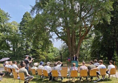 Ausrufung des starken Ginkgos in Bornheim: Begrüßung der Festgesellschaft durch den Rektor des Bibelseminars Dr. Heinrich Derksen